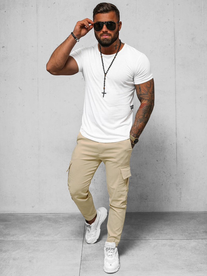 Ανδρικό παντελόνι chino mπεζ OZONEE O/1404SP