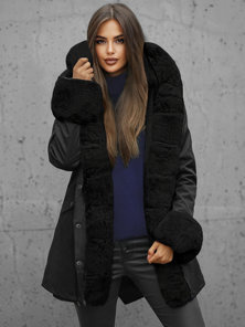 Γυναικείο χειμερινό μπουφάν mαύρος OZONEE JS/16M9062/392
