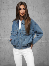 Γυναικείο τζιν μπουφάν mπλε OZONEE O/Z02