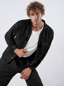 Ανδρικό πουκάμισο mαύρος OZONEE O/GOM23039