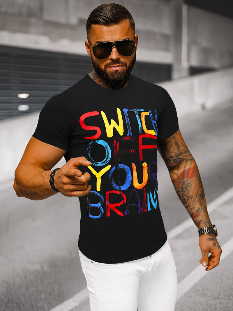 Ανδρικό μπλουζάκι μαύρο OZONEE O/T125/3Z