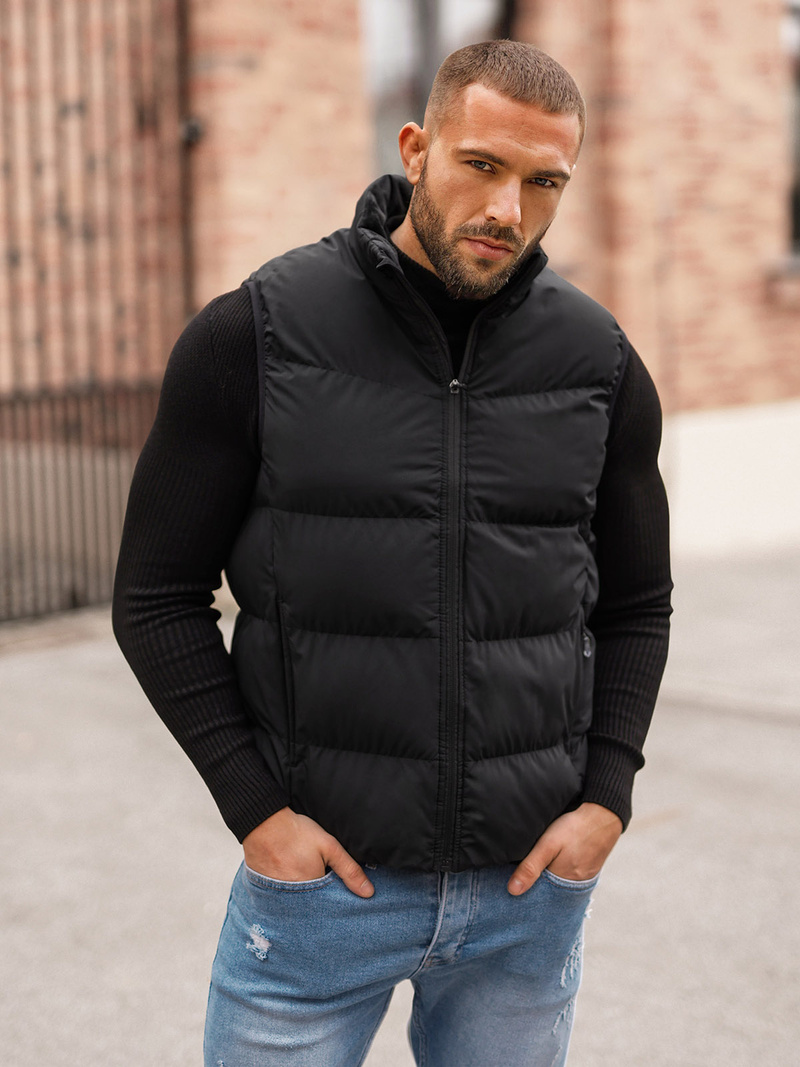 Ανδρικό αμάνικο μπουφάν μαύρο OZONEE JS/18M1159/392Z