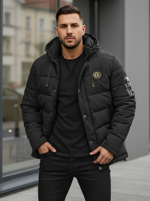 Ανδρικό μπουφάν mαύρος OZONEE JS/57M7503/392Z
