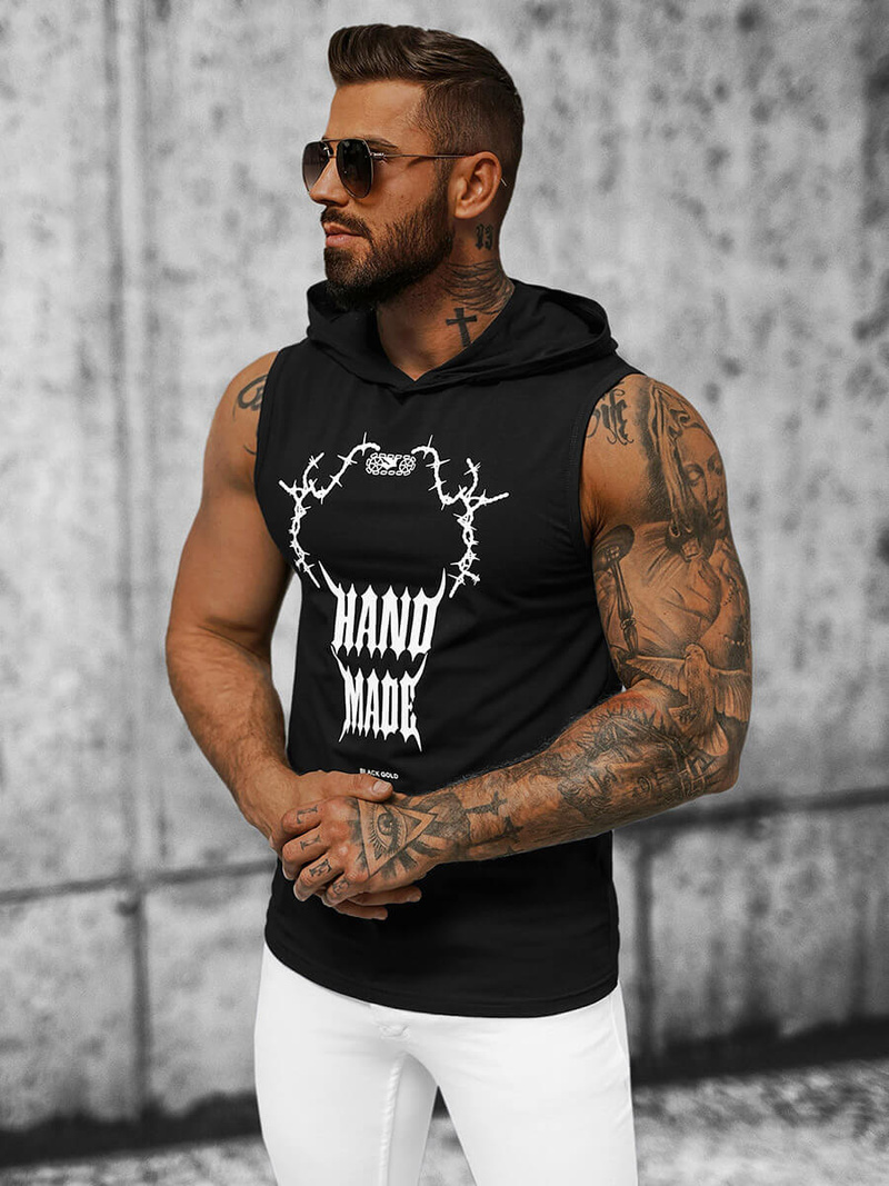 Ανδρικό αμάνικο μπλουζάκι mαύρος OZONEE NB/MT3024