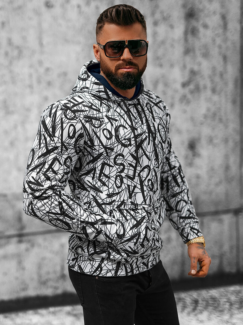 Ανδρικό Φούτερ με ασπρό-μαύρο OZONEE O/3503BZZ