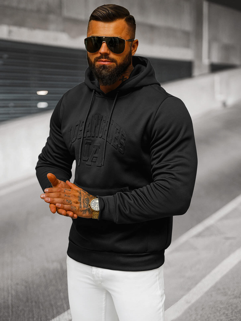 Ανδρικό Φούτερ με Κουκούλα μαύρο OZONEE JS/27B6511/3