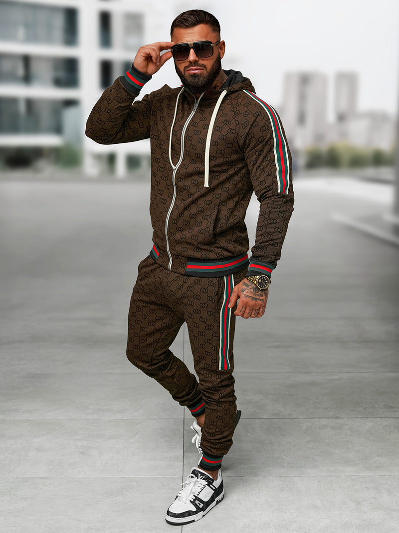 Ανδρικό σετ φόρμας σκούρο-μπεζ OZONEE O/FF5111AB