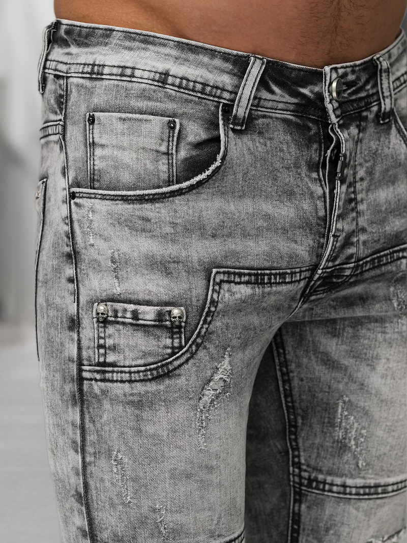 Ανδρικό τζιν παντελόνι γραφίτη OZONEE NB/MP0163NZ