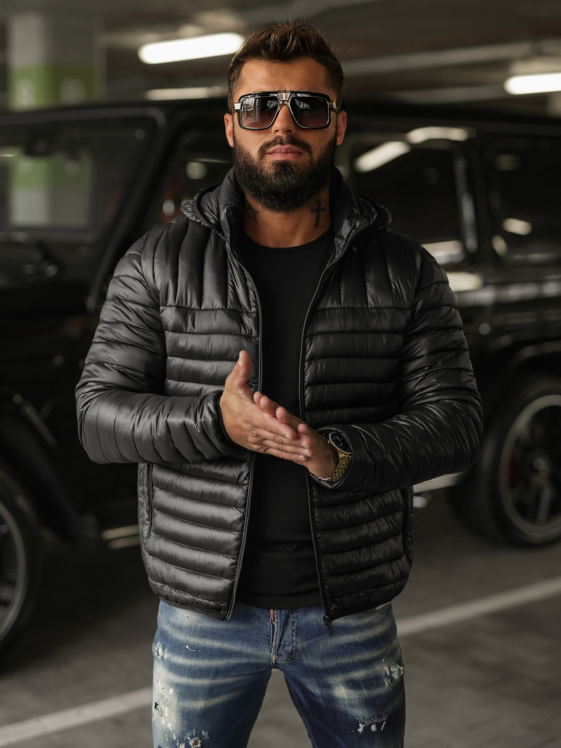 Ανδρικό μπουφάν mαύρος OZONEE JS/16M9336/392BZ