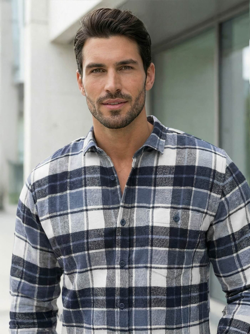 Ανδρικό πουκάμισο ναυτικό μπλε OZONEE V/V175Z