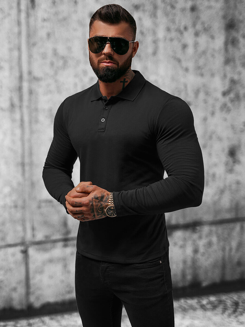 Ανδρικό μπλουζάκι με μακριά μανίκια μαύρο OZONEE O/B263