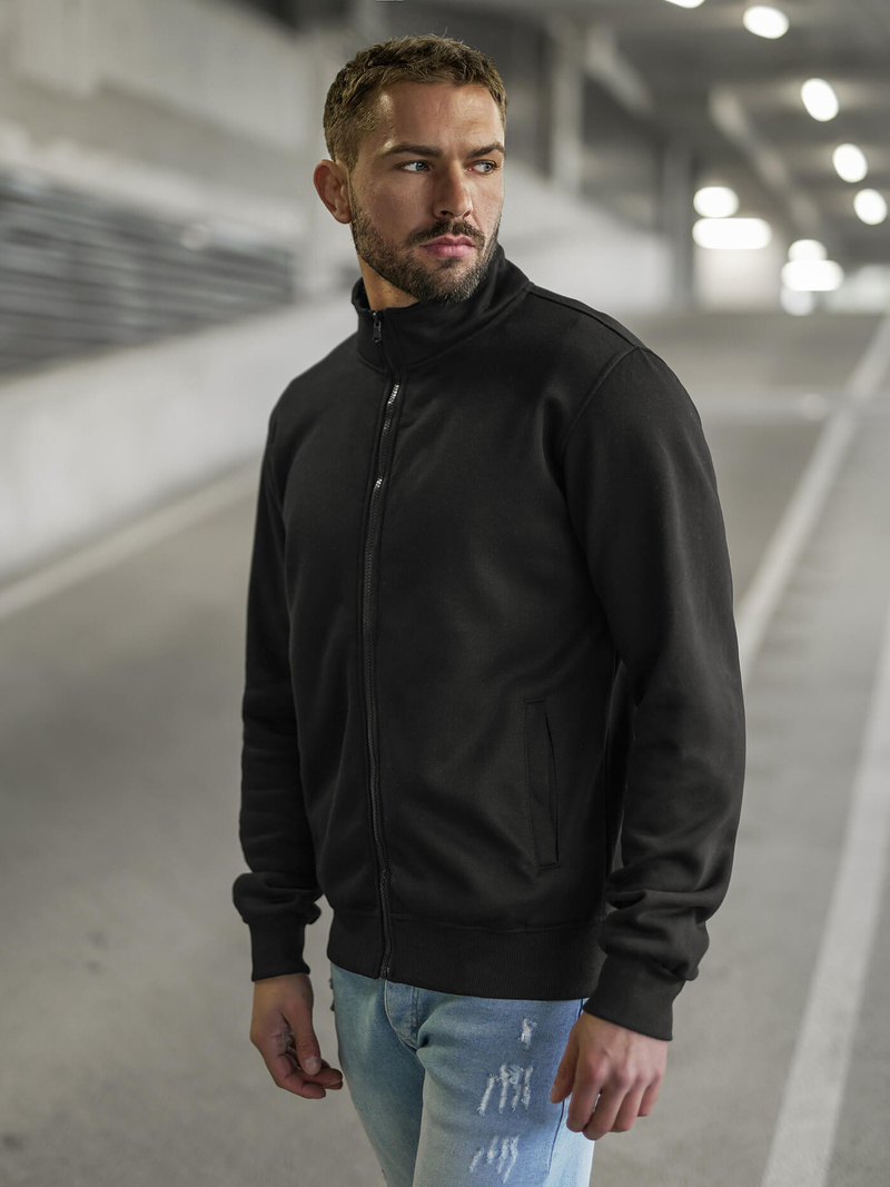 Ανδρικό φούτερ με φερμουάρ μαύρο OZONEE JS/2002Z