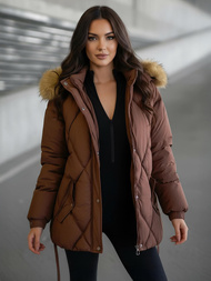 Γυναικείο χειμερινό μπουφάν Σοκολάτα OZONEE JS/5M3329/158Z