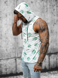 Ανδρικό αμάνικο μπλουζάκι ασπρό-πράσινο OZONEE O/BL306Z