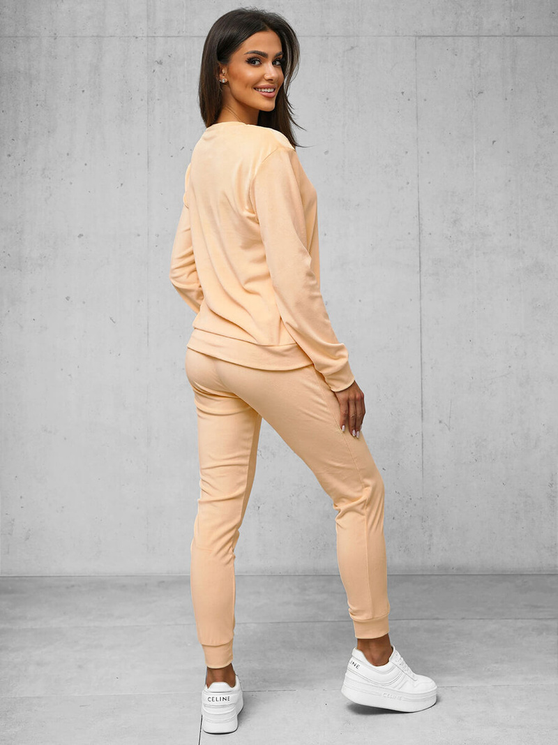 Γυναικείο βελούδινο σετ φόρμας σολομού OZONEE O/8C1173/150Z