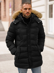 Ανδρικό χειμερινό μπουφάν mαύρος OZONEE JS/5M3122/392Z