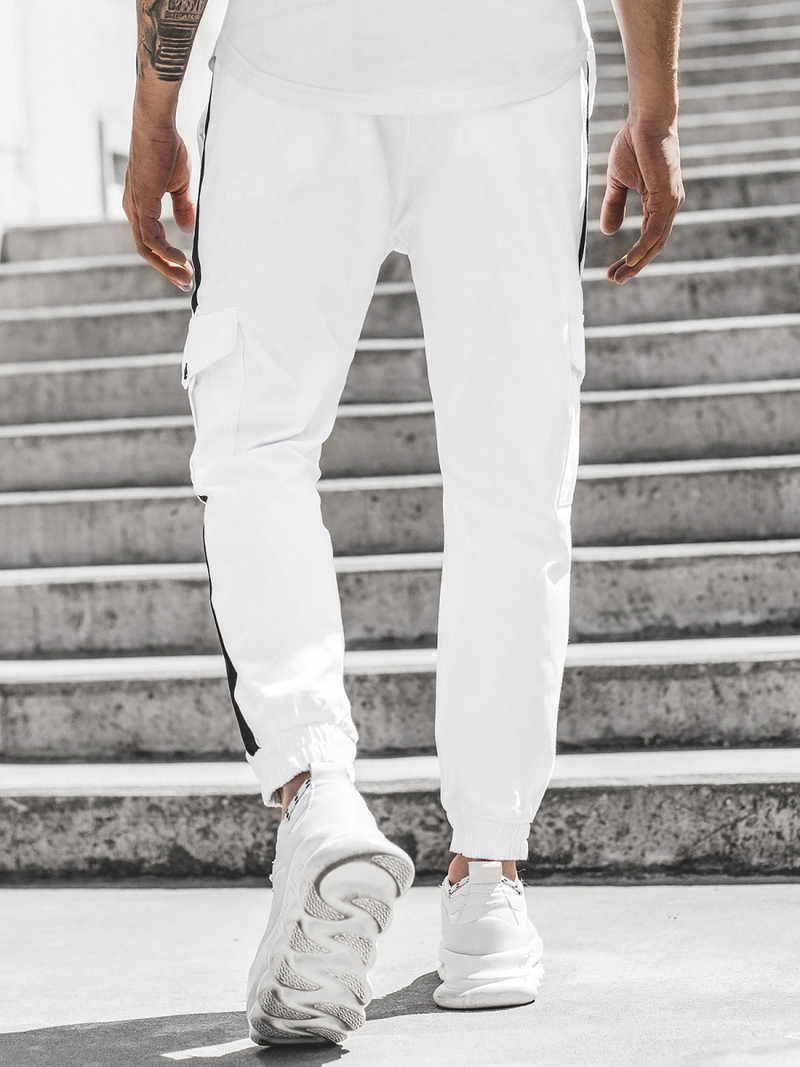 Ανδρικό παντελόνι chino jogger λευκό OZONEE DJ/5580