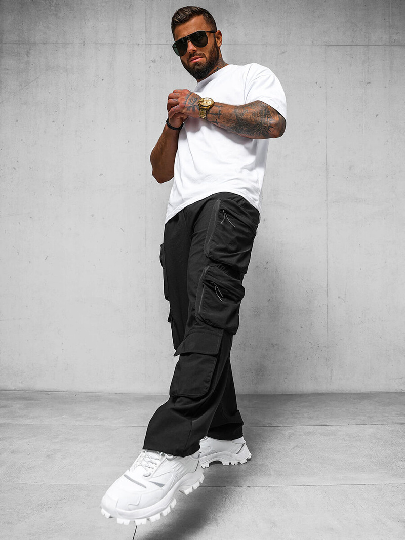 Ανδρικό παντελόνι mαύρος OZONEE O/PS5528