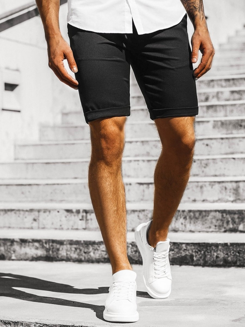 Ανδρικό σόρτς chino μαύρο OZONEE DJ/1001