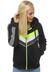 Γυναικείο φούτερ με κουκούλα μαύρο OZONEE JS/KSW3005