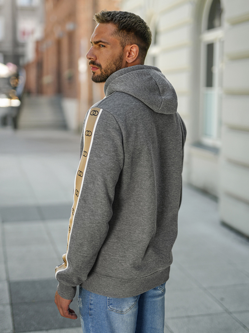 Ανδρικό Φούτερ με Κουκούλα γραφίτη OZONEE JS/8B1729/5