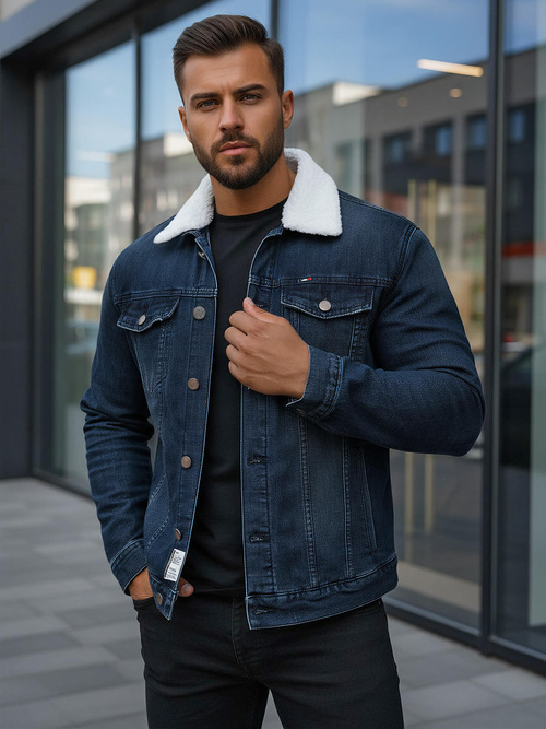 Ανδρικό τζιν μπουφάν σέρπα ναυτικό μπλε OZONEE NB/MJ517BSZ