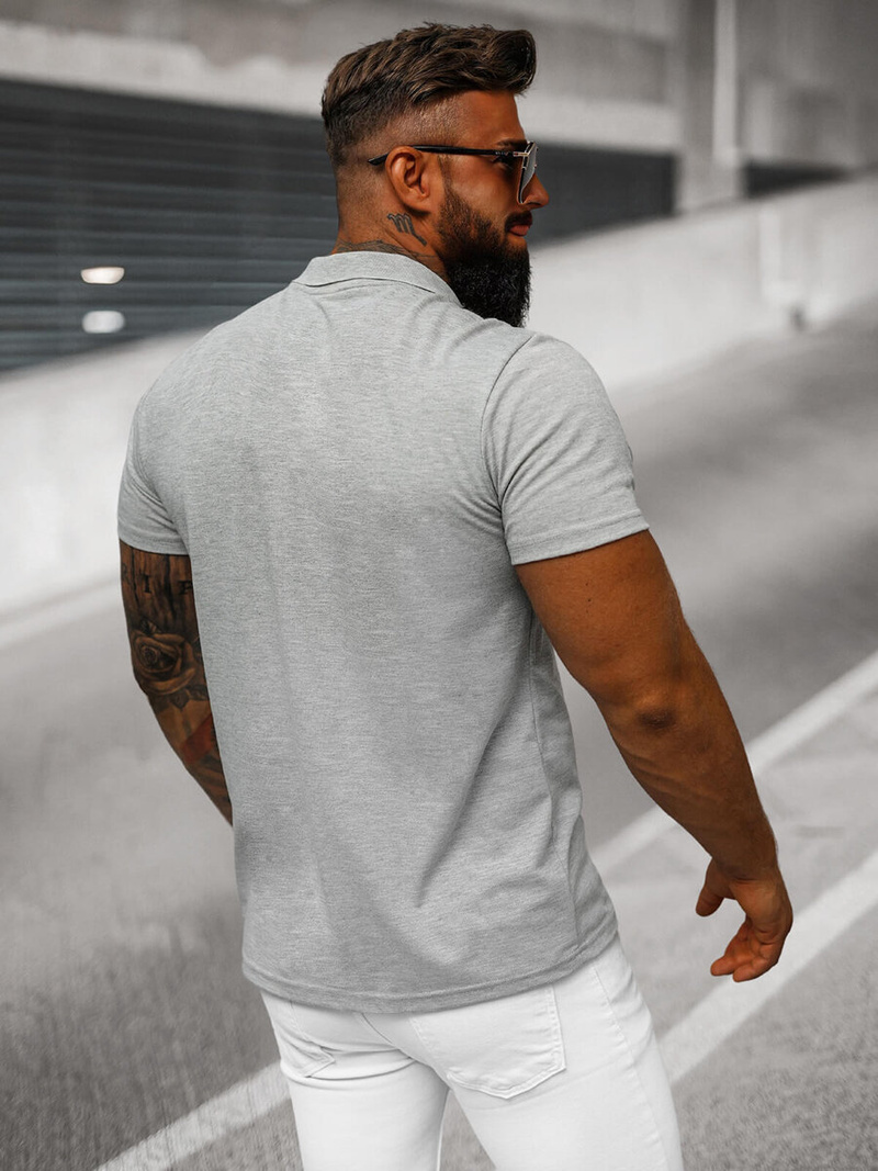 Ανδρική μπλούζα polo Γκρί OZONEE JS/8T80/2Z