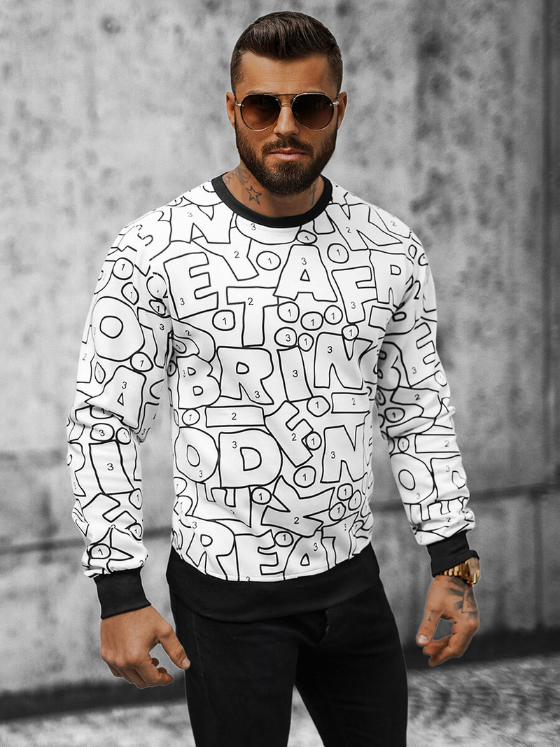 Ανδρικό Φούτερ λευκό OZONEE JS/8B1136/1