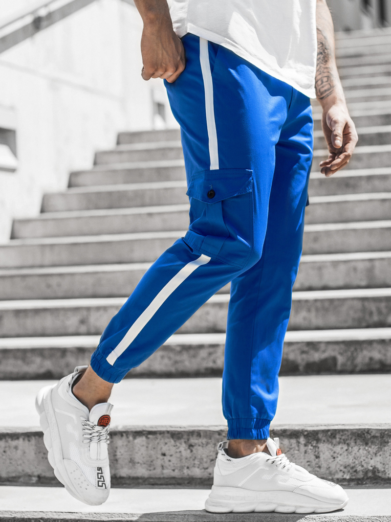 Ανδρικό παντελόνι chino jogger μπλε OZONEE DJ/5580