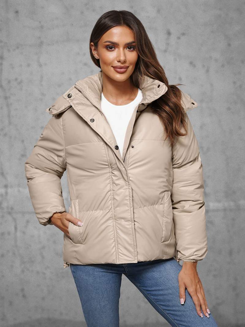 Γυναικείο μπουφάν μπεζ OZONEE JS/5M3185/62