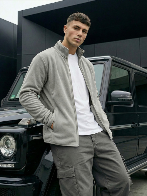 Ανδρικό φούτερ με φερμουάρ γκρι OZONEE JS/HH016/2