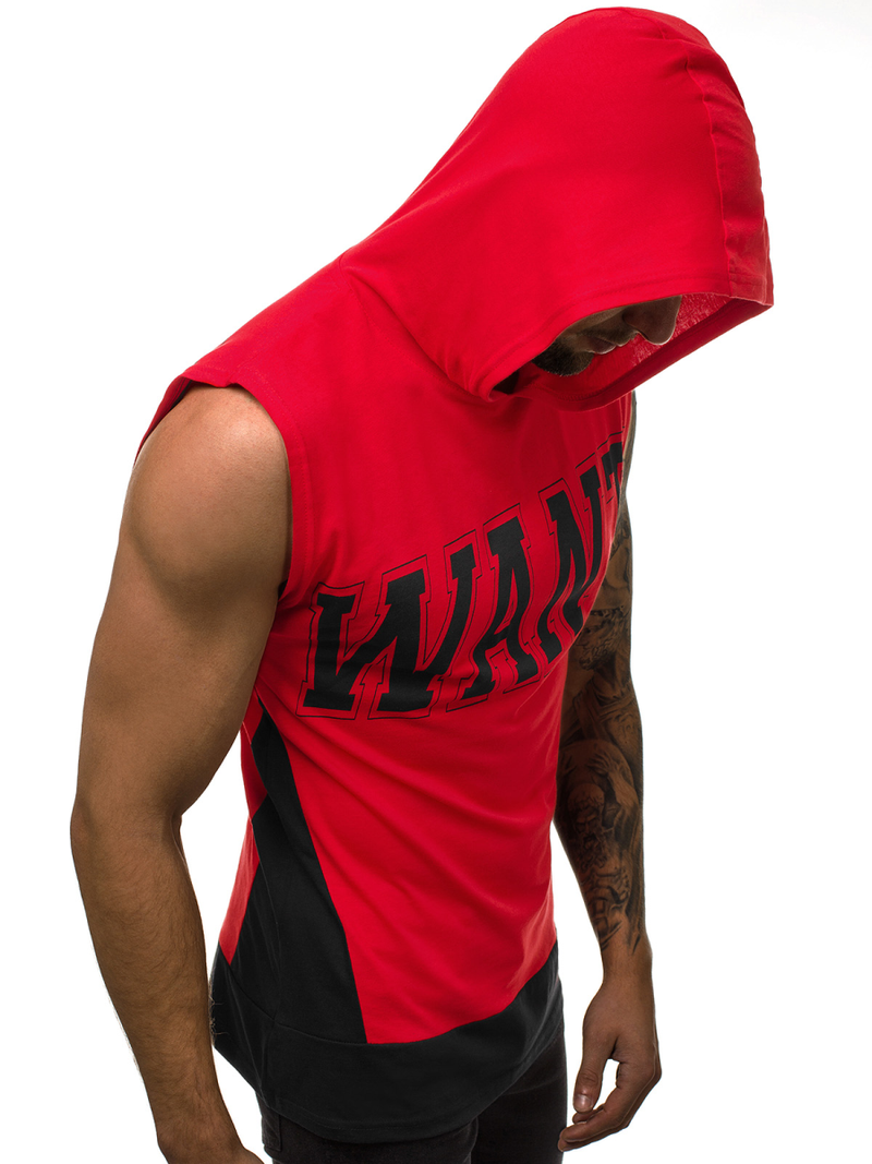 Ανδρικό μπλουζάκι με κουκούλα Κόκκινο OZONEE B/60042Z