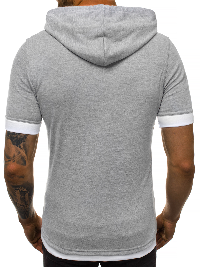 Ανδρικό μπλουζάκι με κουκούλα γκρι OZONEE O/1273Z