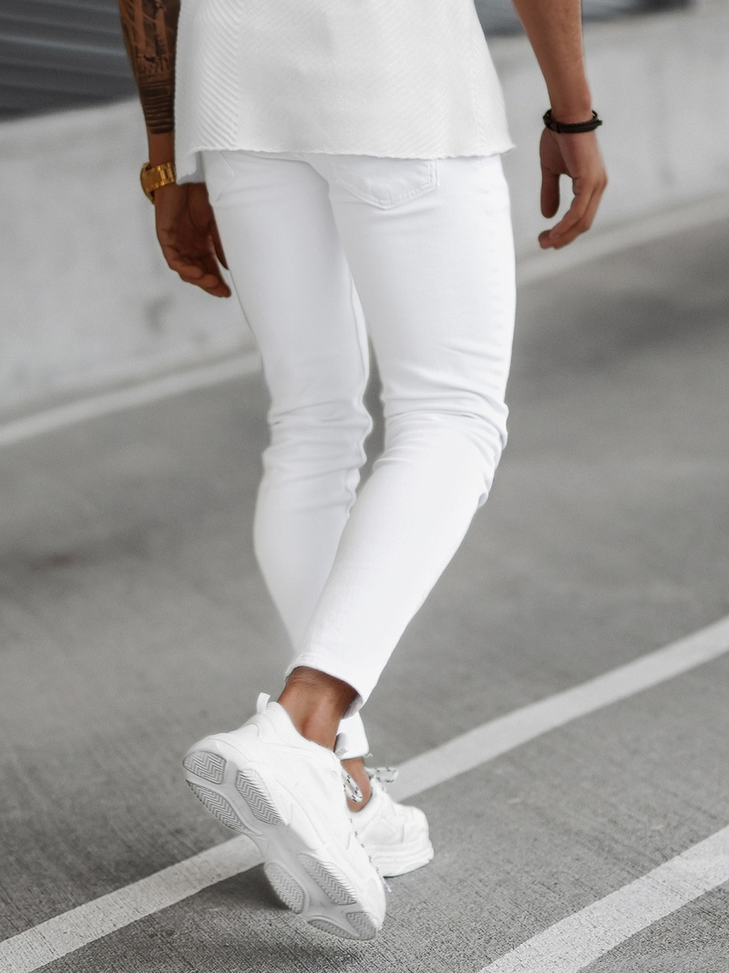 Ανδρικό τζιν παντελόνι λευκό OZONEE E/5348/01Z