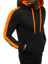 Ανδρικό Φούτερ με Κουκούλα μαύρο-πορτοκαλί OZONEE JS/2012