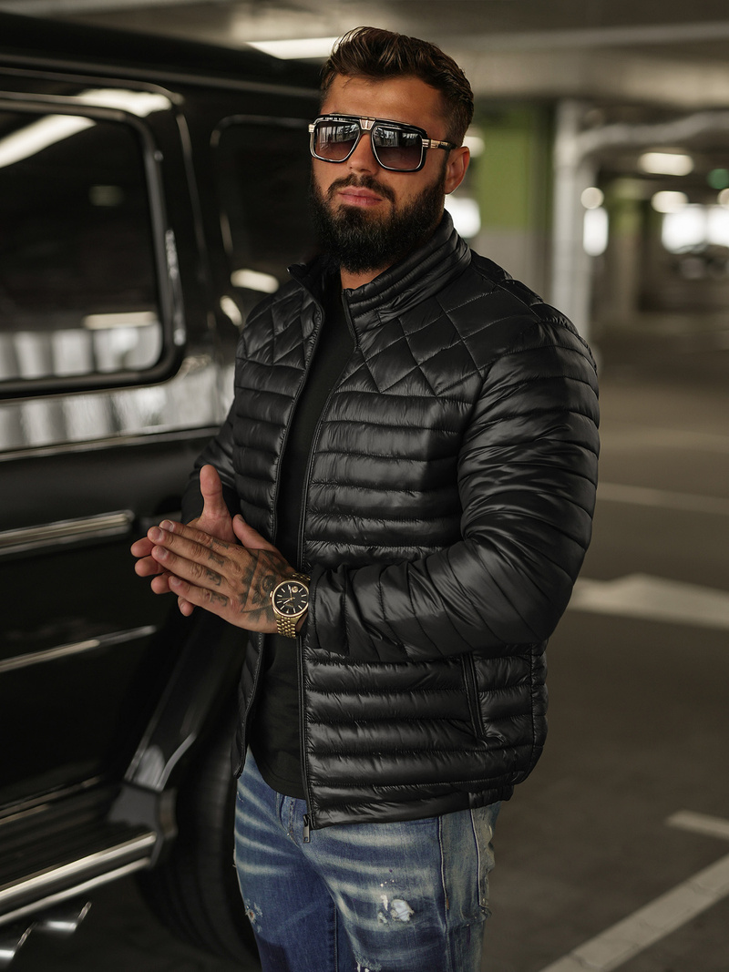 Ανδρικό μπουφάν mαύρος OZONEE JS/16M9328/392BZ