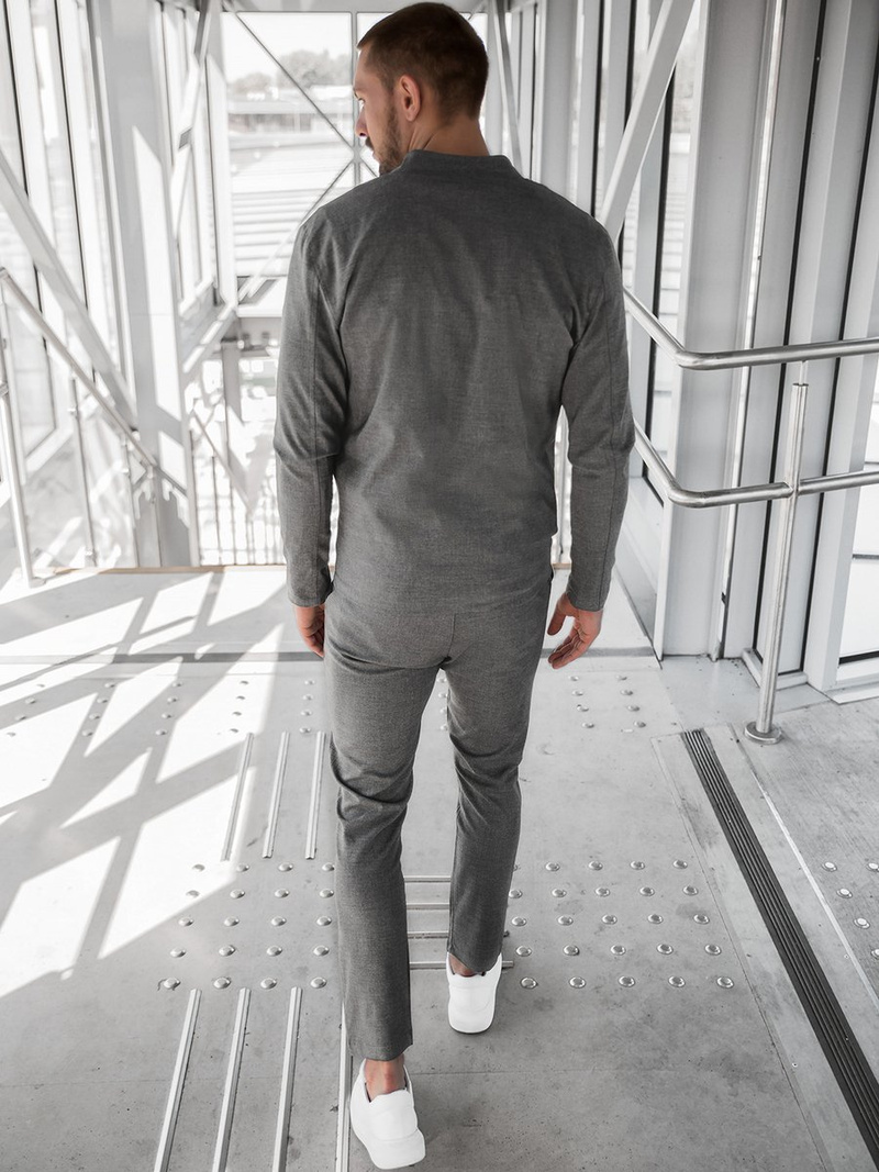 Ανδρικό σετσκούρο- μπουφάν και παντελόνι chino γραφίτη OZONEE DJ/5620