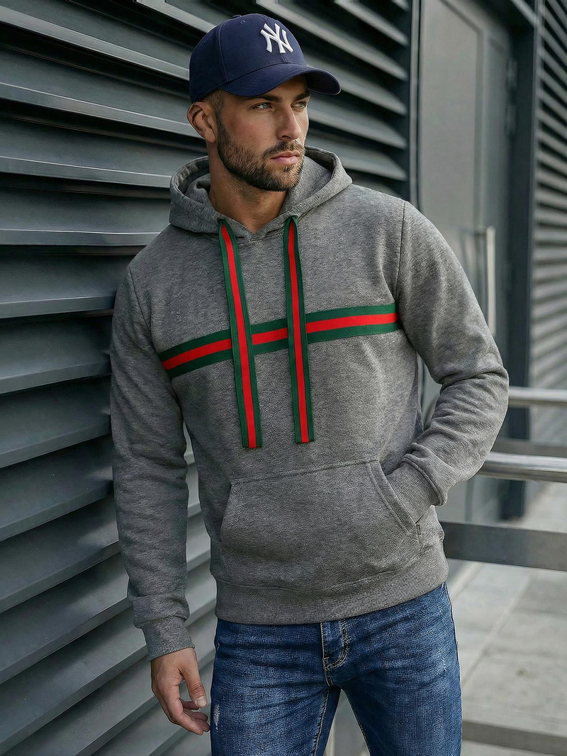 Ανδρικό Φούτερ με Κουκούλα γραφίτη OZONEE JS/8B1735/5Z