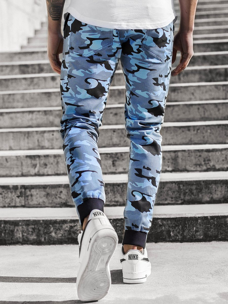 Ανδρικό παντελόνι jogger καμουφλάζ-μπλε OZONEE A/1003