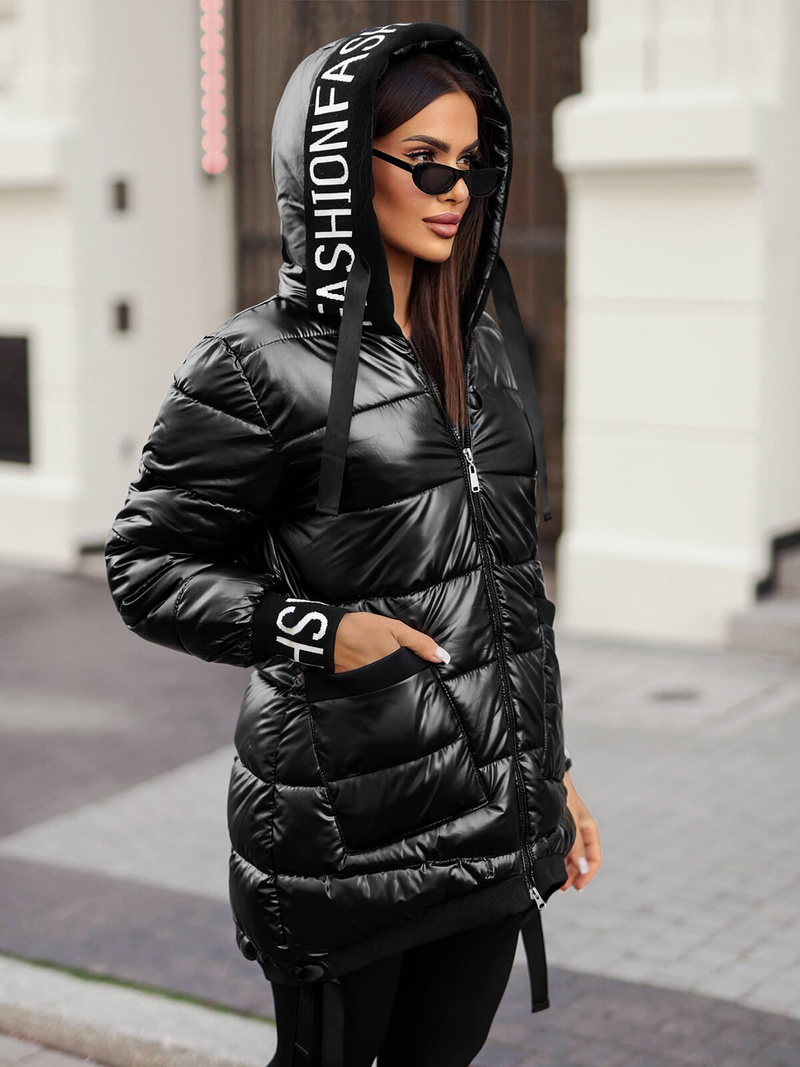 Γυναικείο μπουφάν μαύρο OZONEE JS/5M3188/392Z