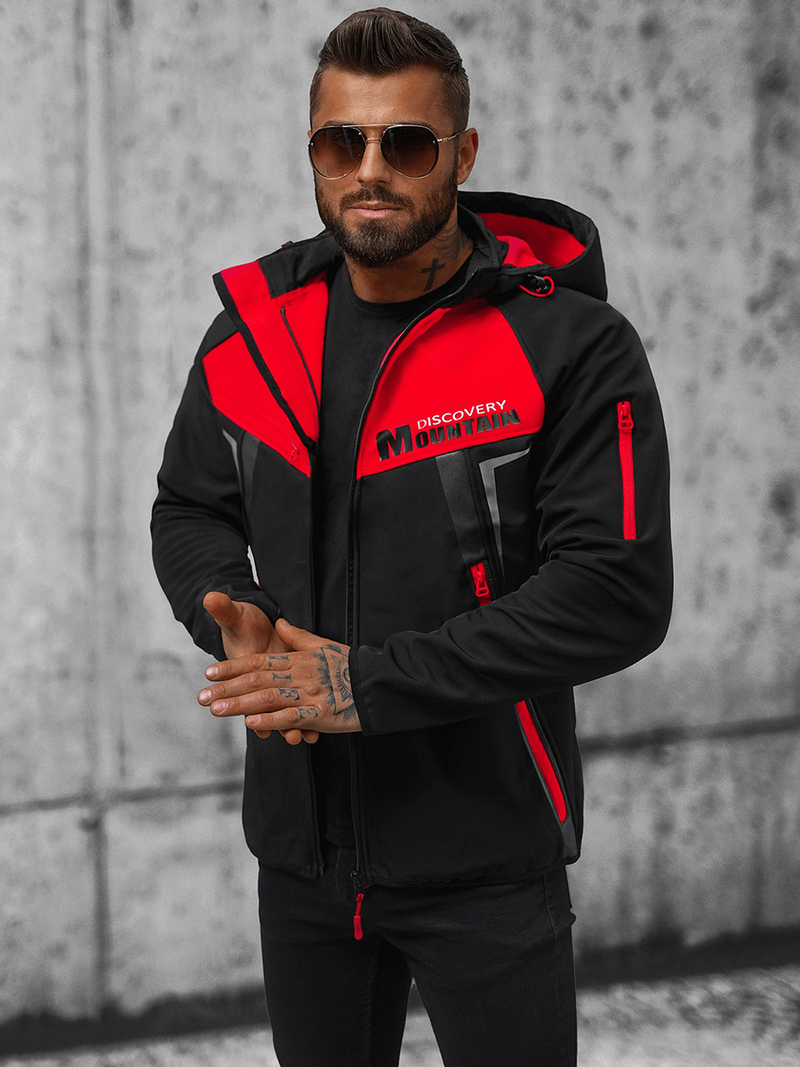 Ανδρικό μπουφάν Softshell μαύρο-Κόκκινο OZONEE JS/HH021/1CZ
