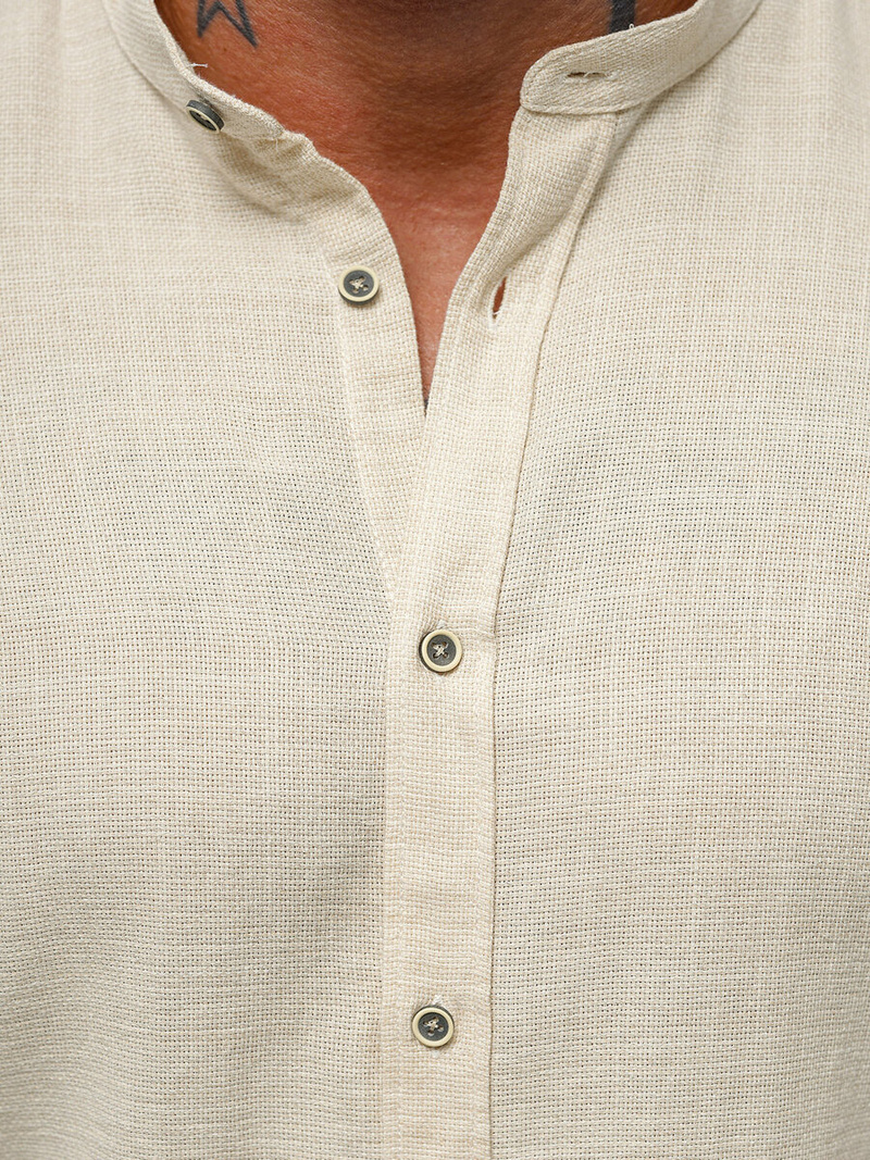 Ανδρικό πουκάμισο μπεζ OZONEE O/V88