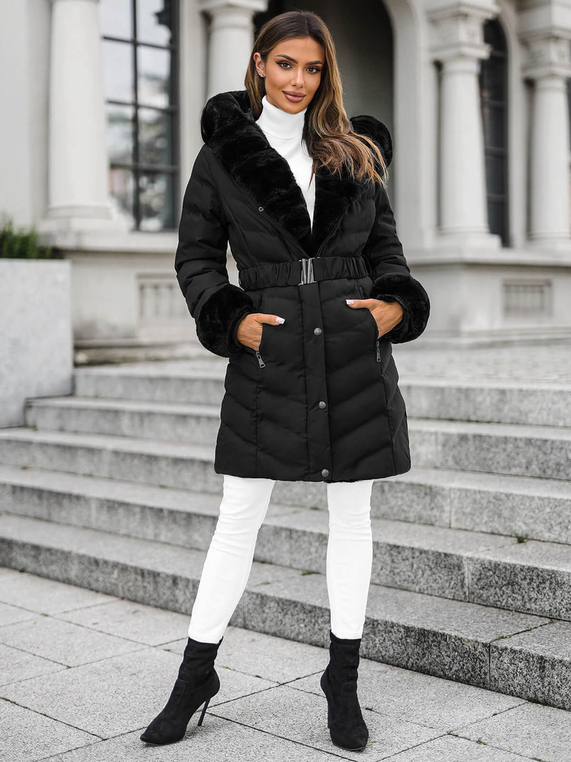 Γυναικείο μπουφάν μαύρο OZONEE JS/5M3156/392Z