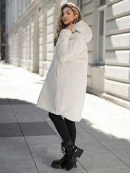 Γυναικείο μακρύ χειμωνιάτικο μπουφάν eκρού OZONEE JS/5M3352/280