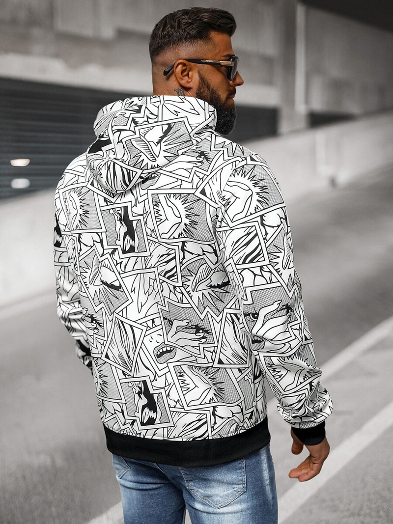 Ανδρικό Φούτερ με Kουκούλα λευκό OZONEE JS/8B1256/1