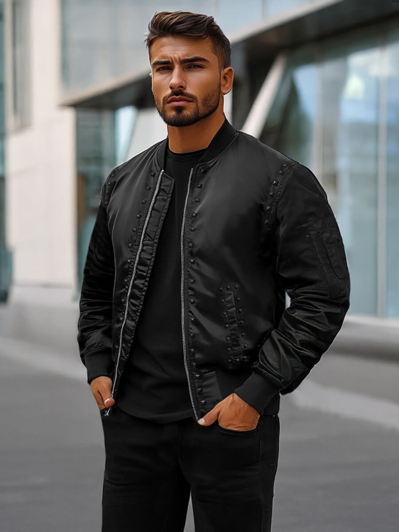 Ανδρικό μπουφάν bomber μαύρο OZONEE O/8905Z