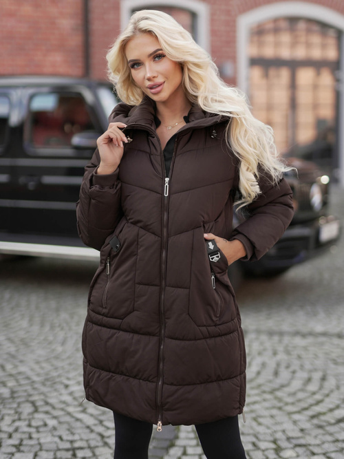 Γυναικείο χειμερινό μπουφάν Σοκολάτα OZONEE JS/16M9302/158Z