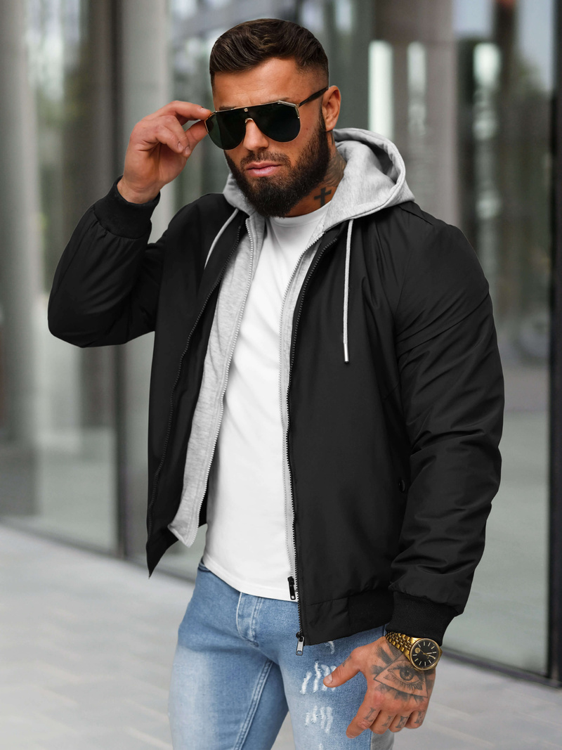 Ανδρικό μπουφάν μαύρο OZONEE JS/84M3031/392