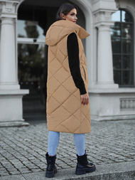 Γυναικείο αμάνικο μπουφάν kαμήλα OZONEE JS/5M3165/84Z