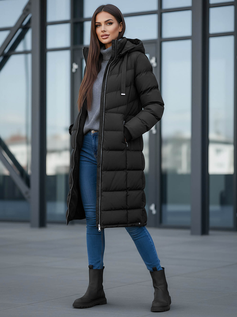 Γυναικείο μπουφάν μαύρο OZONEE JS/M736/392Z